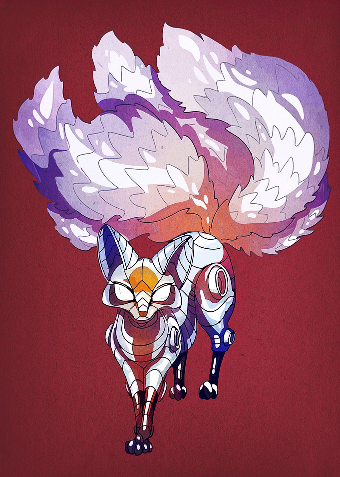 Mechanical Nine-Tailed Fox Illustration