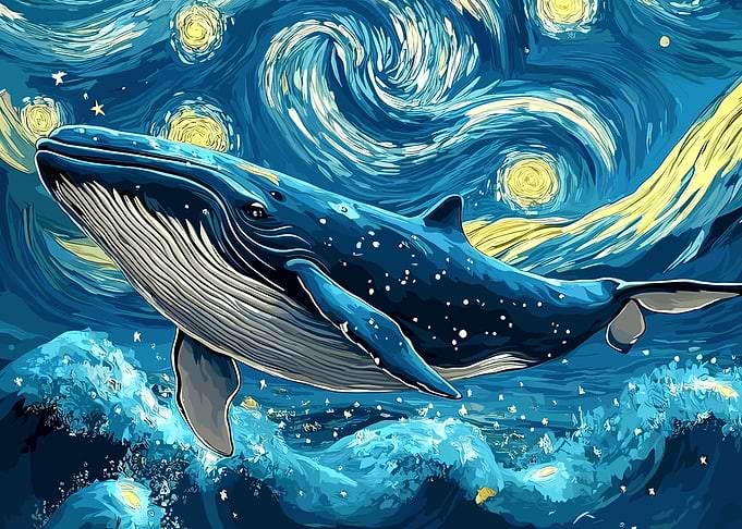 Whale in Starry Night Style