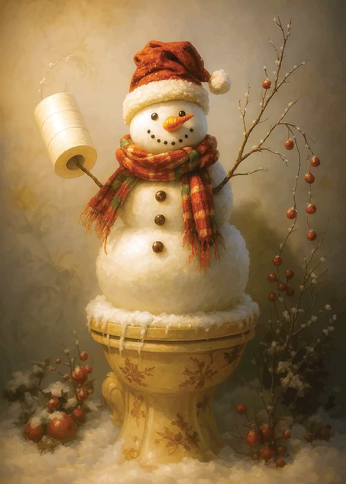 Snowman on The Toilet Christmas