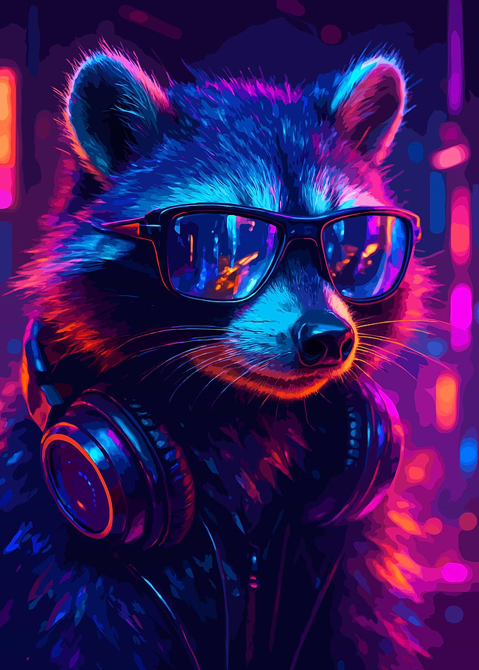Cool Raccoon Cyberpunk