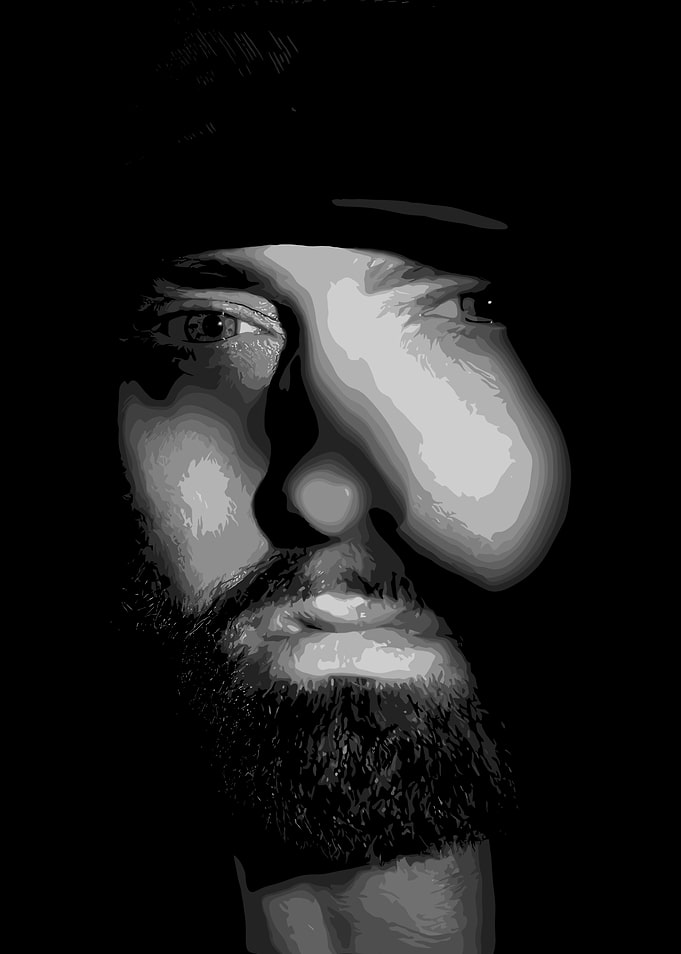 Monochrome Portrait of a Bearded Man