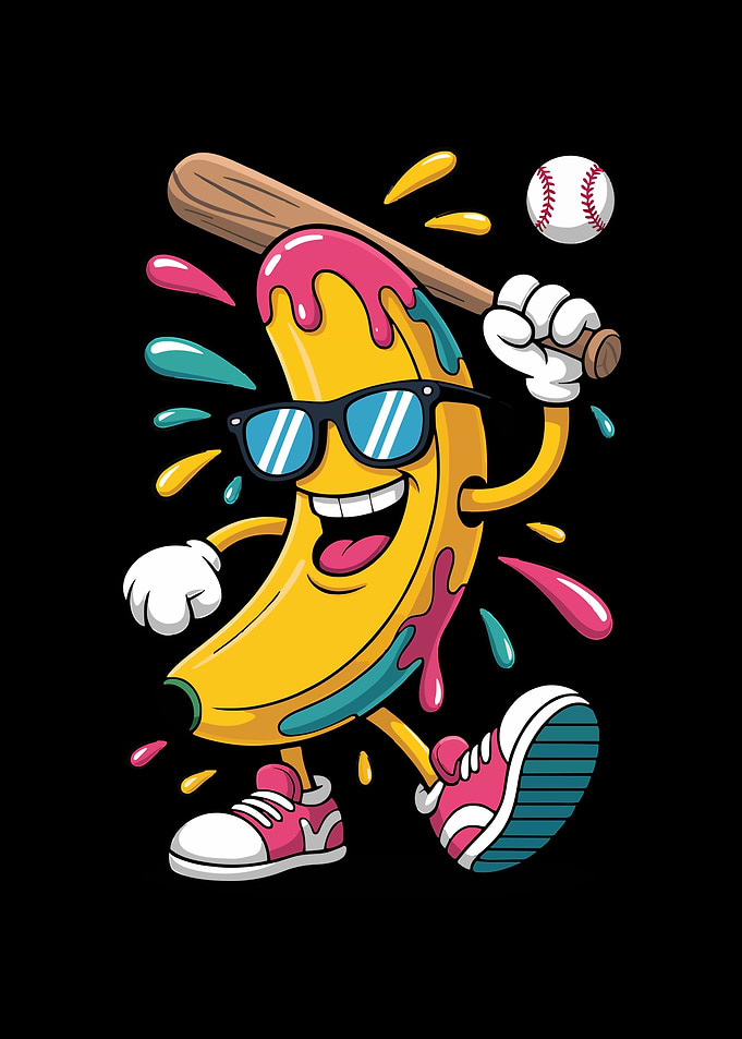 Cartoon Banana Playing