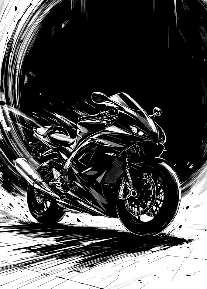 Monochrome Motorcycle Art