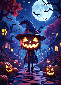 Halloween Pumpkin Character in Spooky Town