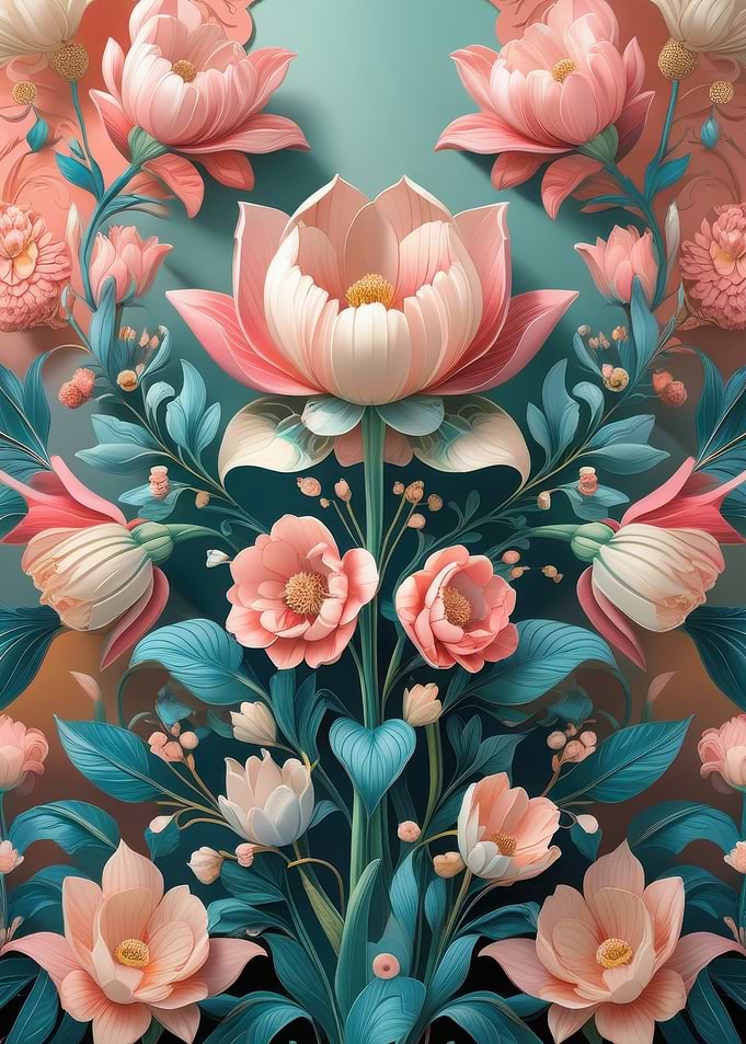 Floral Arrangement with Pink and Teal