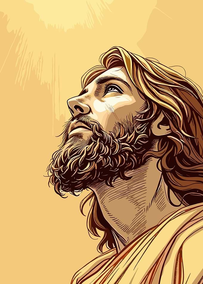 Jesus Christ looking up, digital art