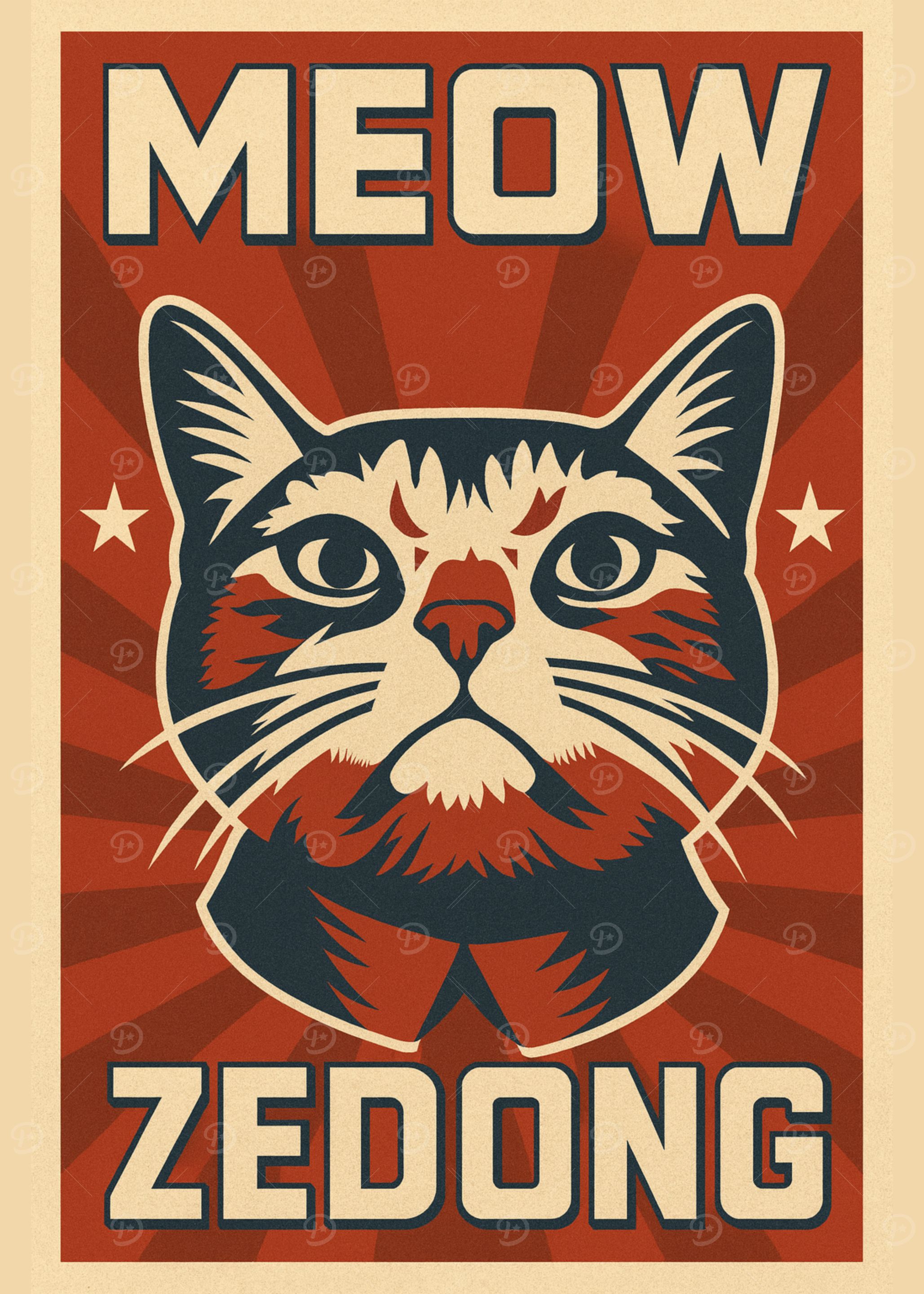 Meow Zedong Cat Propaganda Poster