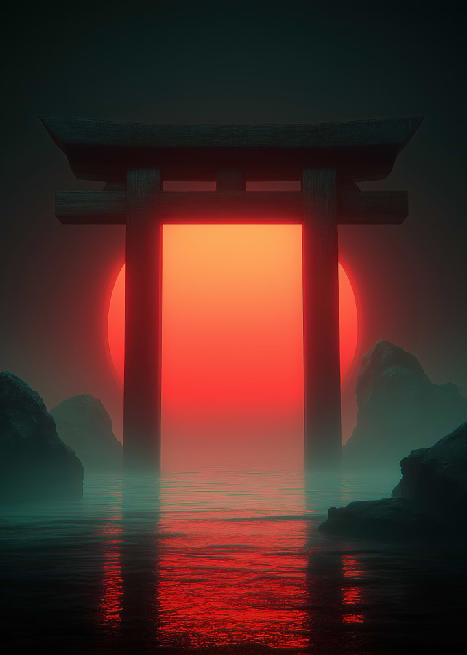 Synthwave Torii Gate Sunset