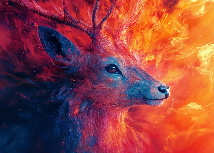 Fiery Deer Portrait