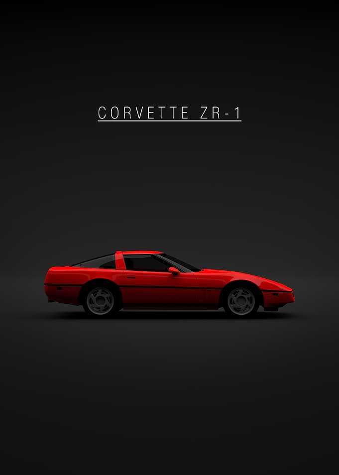 Red Corvette ZR-1 on Black Background