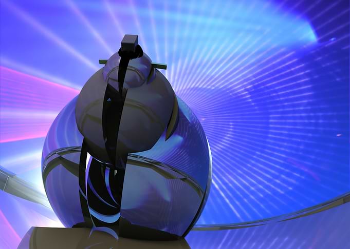 Abstract Blue and Purple Geometric Sculpture
