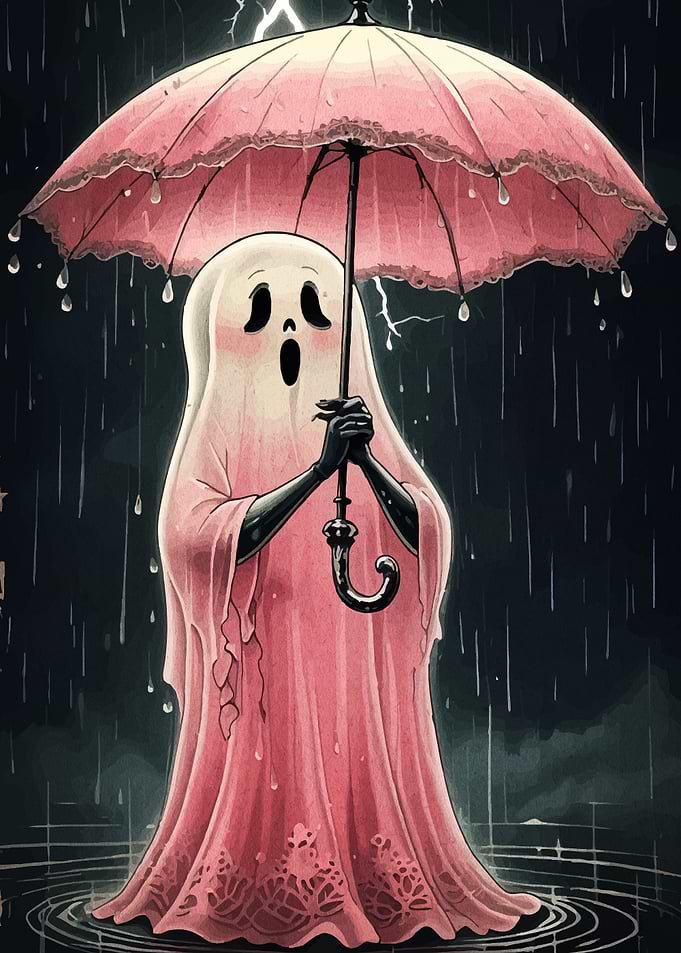 Ghost in the Rain with Umbrella