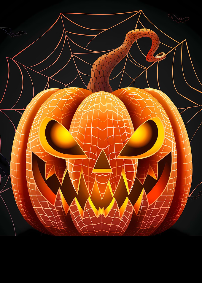 Halloween Pumpkin with Spiderweb Background