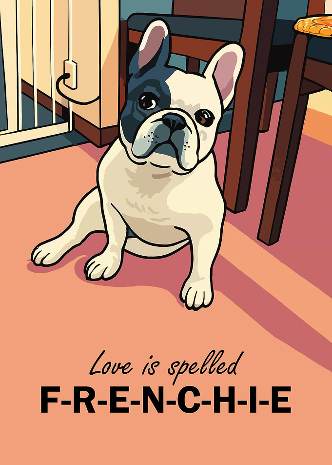 French Bulldog Cartoon Art