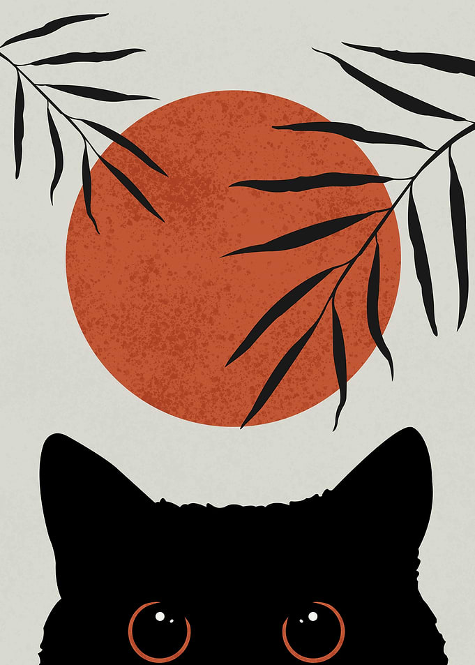 Cat and Sunset Art