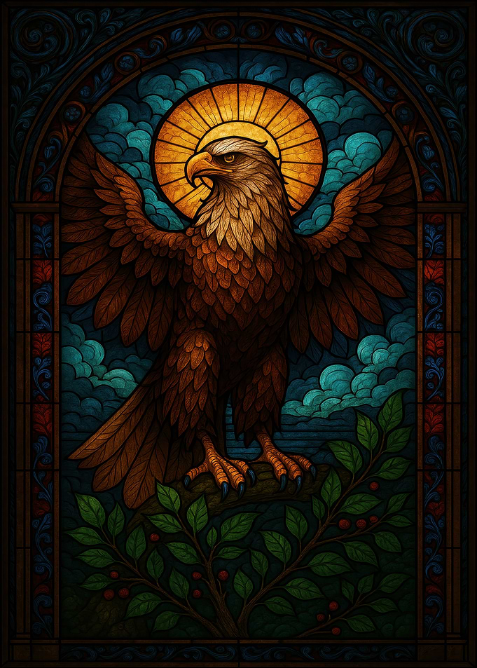 Stained Glass Eagle with Sun