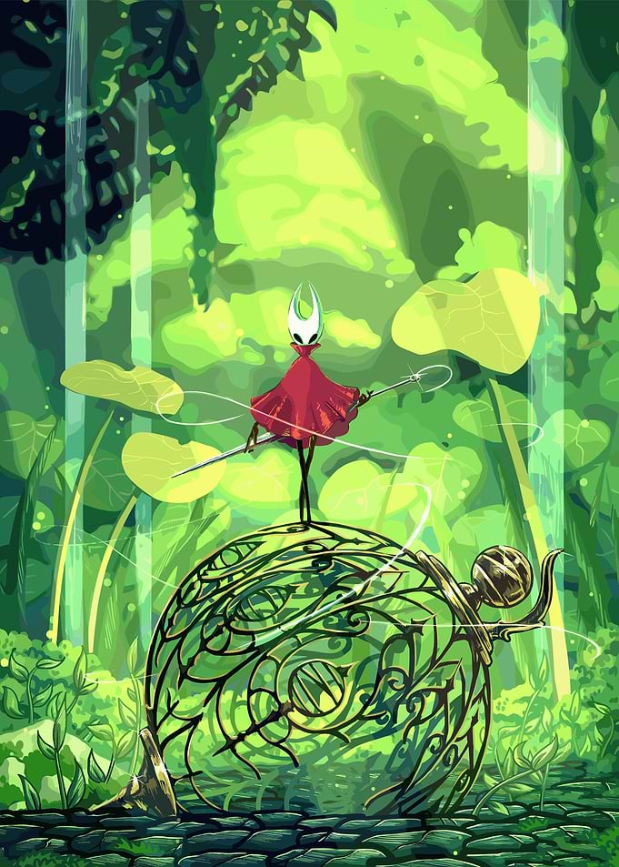 Hornet from Hollow Knight in Greenery