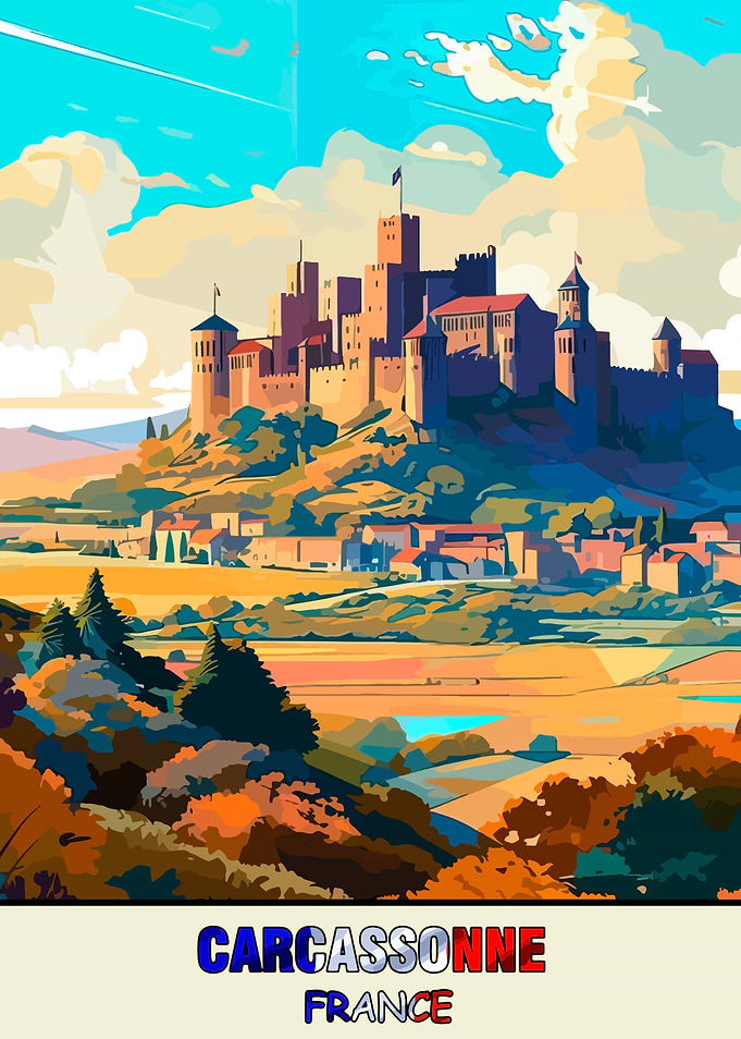 Carcassonne, France: Medieval Cityscape Art