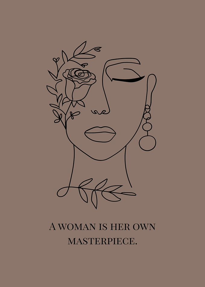 Woman Line Art with Floral Accent