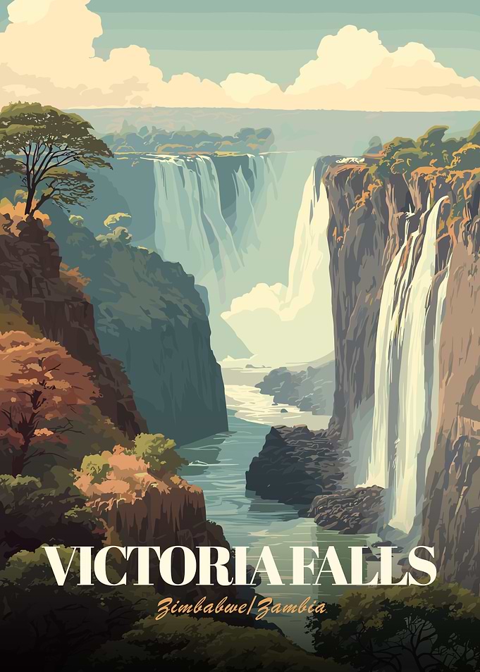 Victoria Falls, Zimbabwe/Zambia Travel Poster