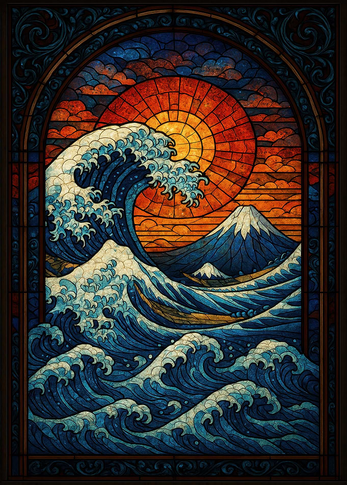 Stained Glass Great Wave