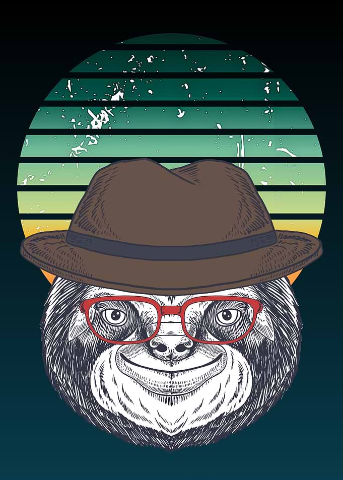 Sloth with Hat and Glasses