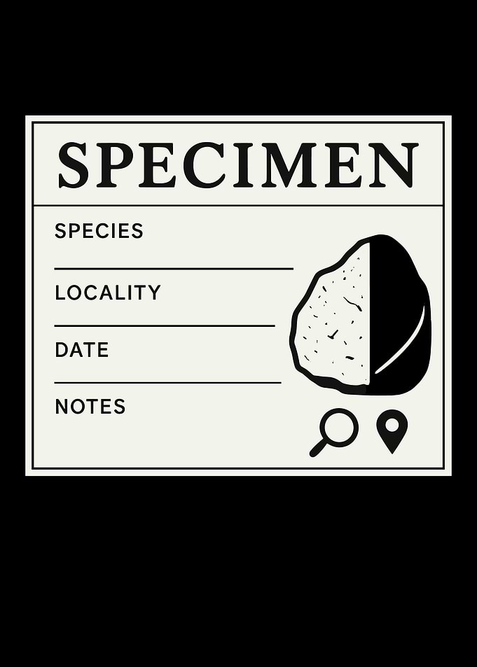 Specimen Card with Rock Illustration