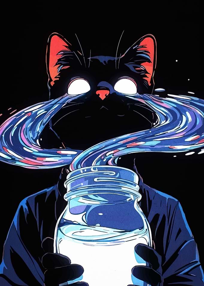 Mystical Cat with Jar