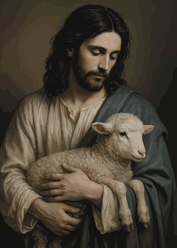 Jesus Christ Holding a Lamb