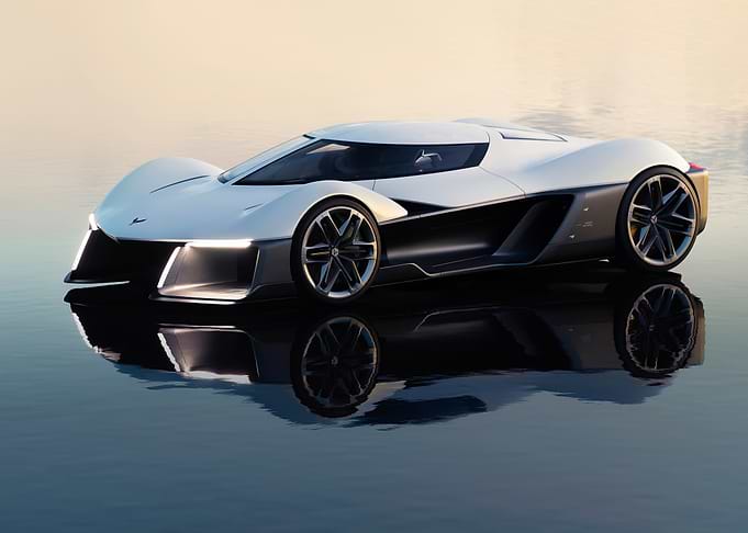 Sleek White Sports Car on Water