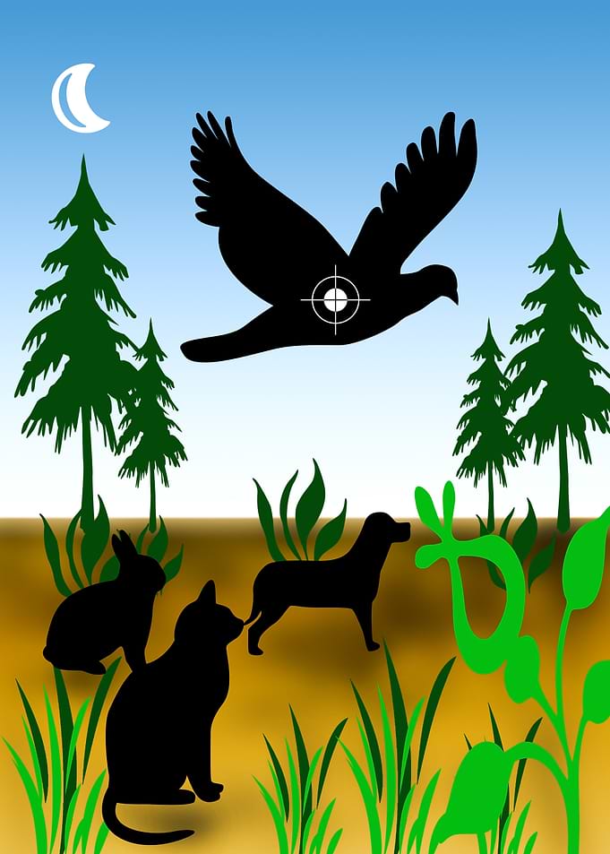 Hunting Scene with Animals and Bird
