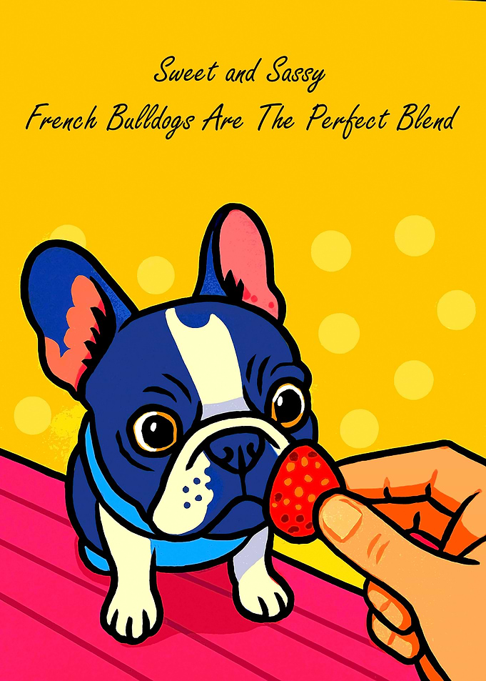 Sweet French Bulldog with Strawberry