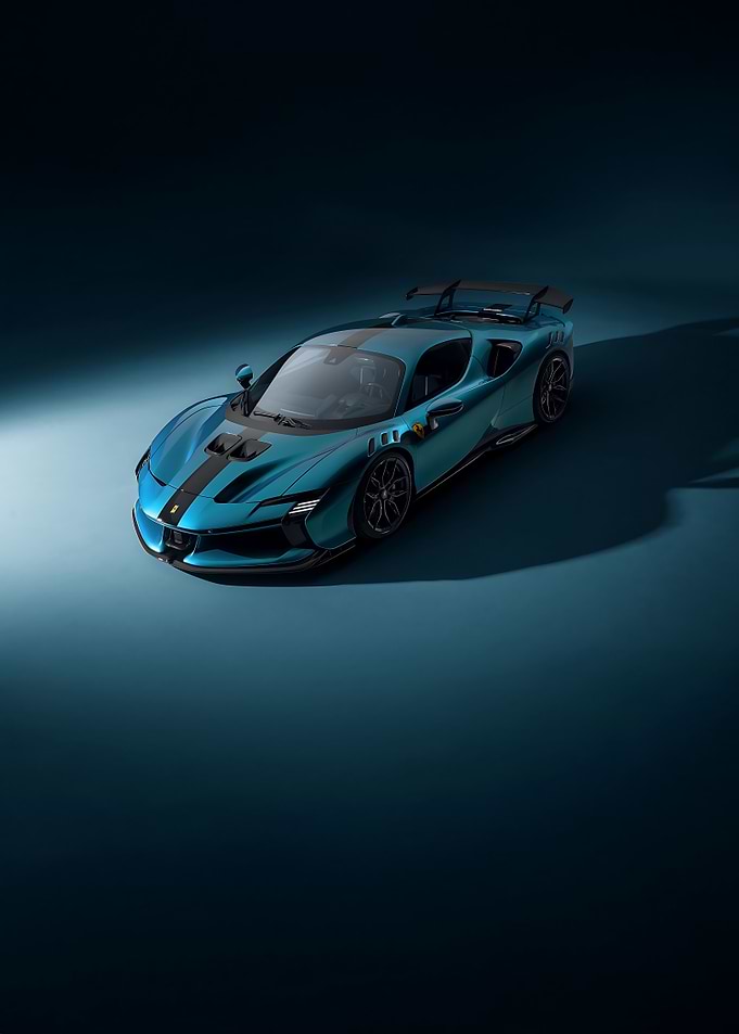 Teal Ferrari SF90 Stradale