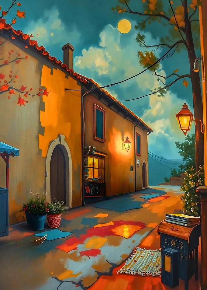 Charming Italian Street Scene Painting
