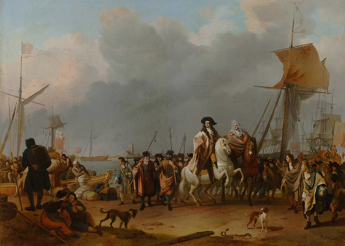 Historical Harbor Scene Painting