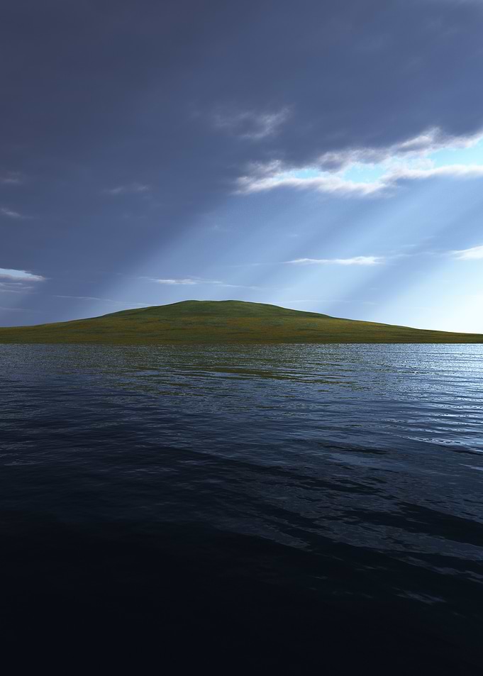Island in the sea under cloudy sky