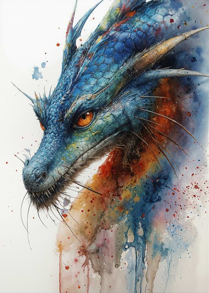 Watercolor Dragon Portrait