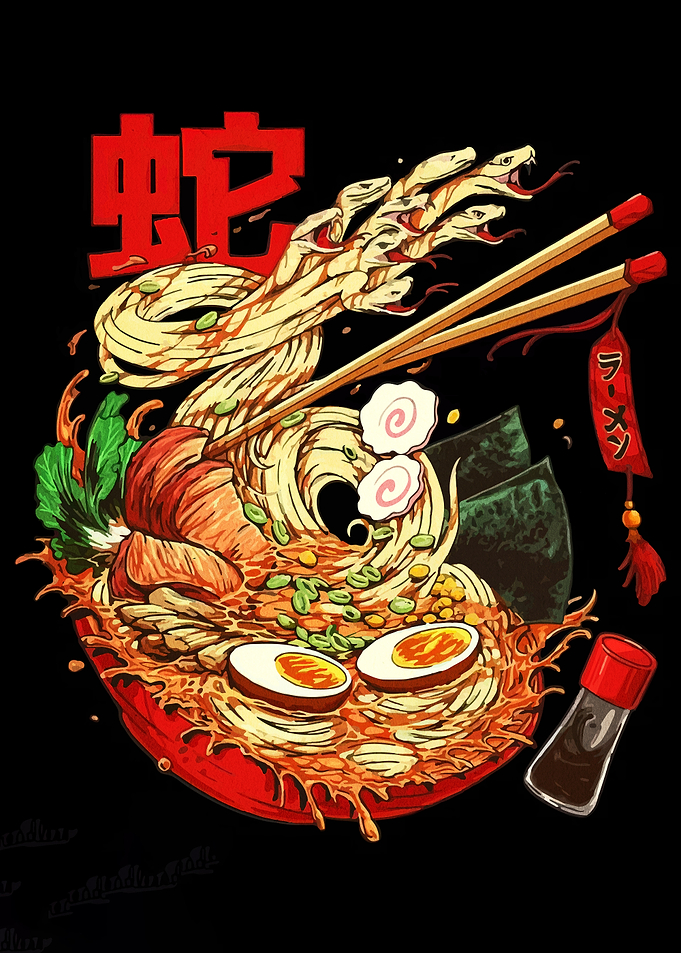 Snake Ramen Bowl Illustration