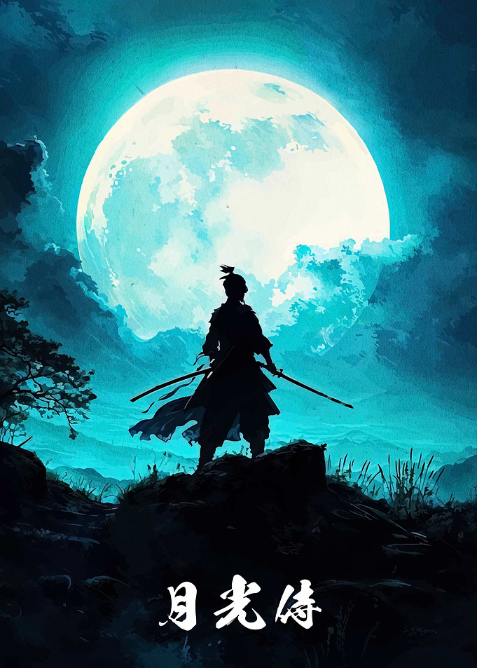 Samurai Silhouette Under Moonlight