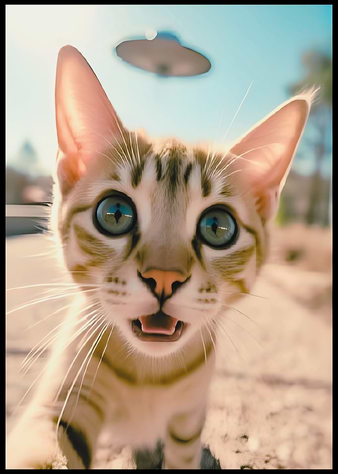 Surprised Cat with UFO