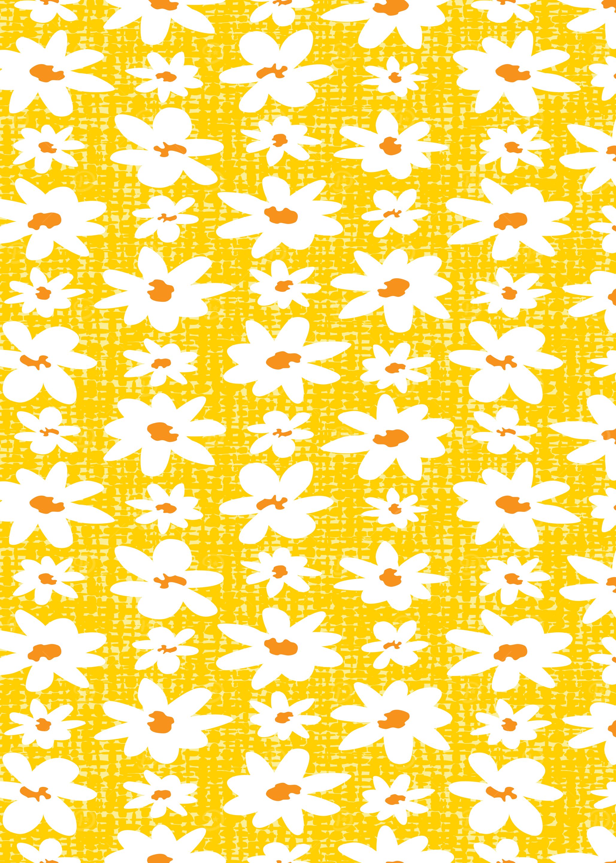 Floral Pattern with White Daisies on Yellow