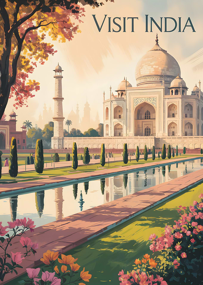Visit India: Taj Mahal Travel Poster
