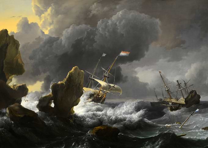 Shipwreck in Stormy Seas Painting