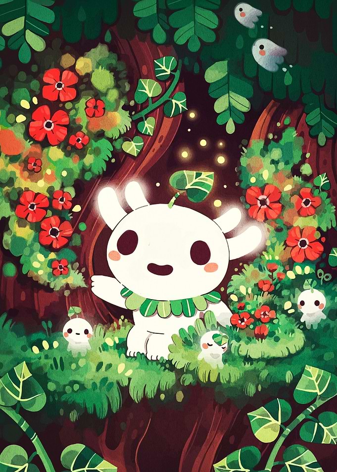 Forest Spirit and Kodama Illustration