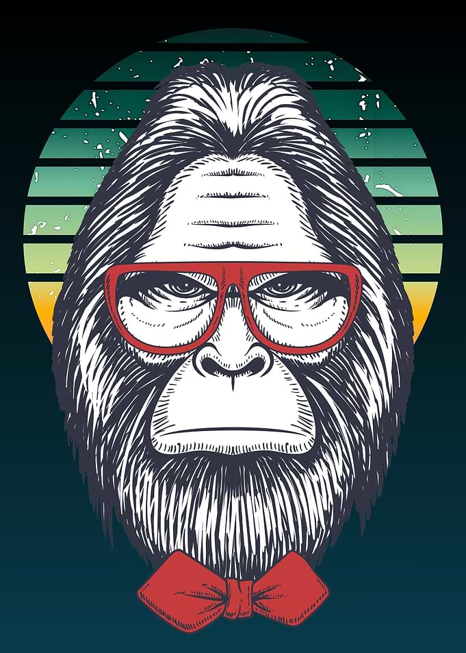 Hipster Gorilla Portrait with Bowtie