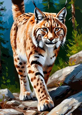 Lynx Portrait in Forest