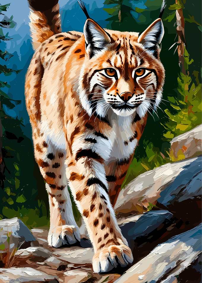 Lynx Portrait in Forest