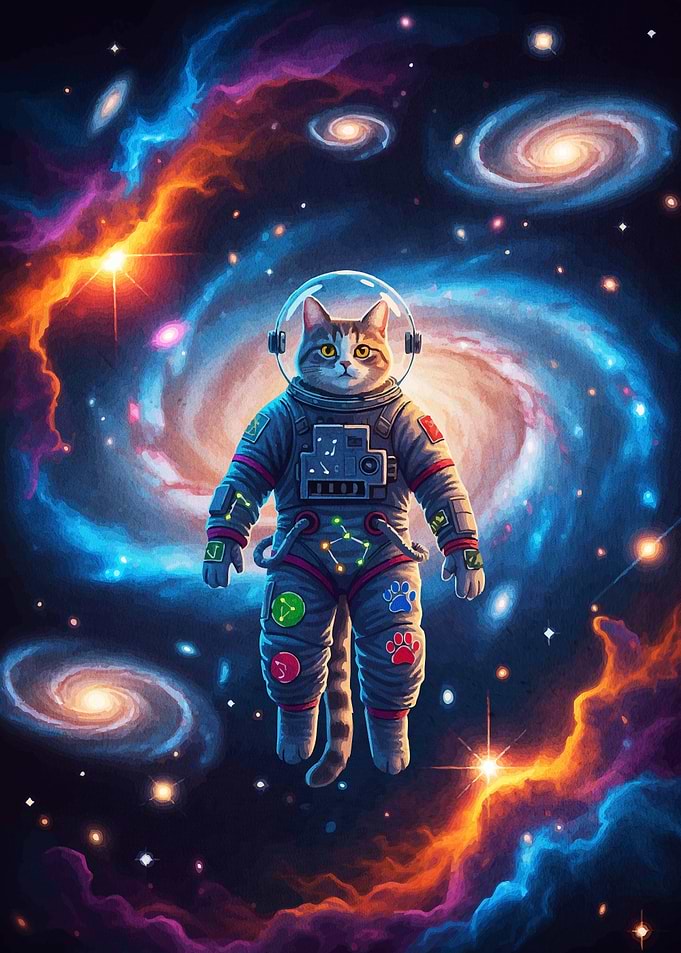 Astronaut Cat Space