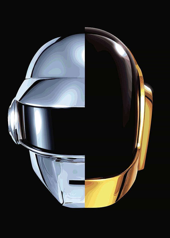 Daft Punk Helmets Split Illustration