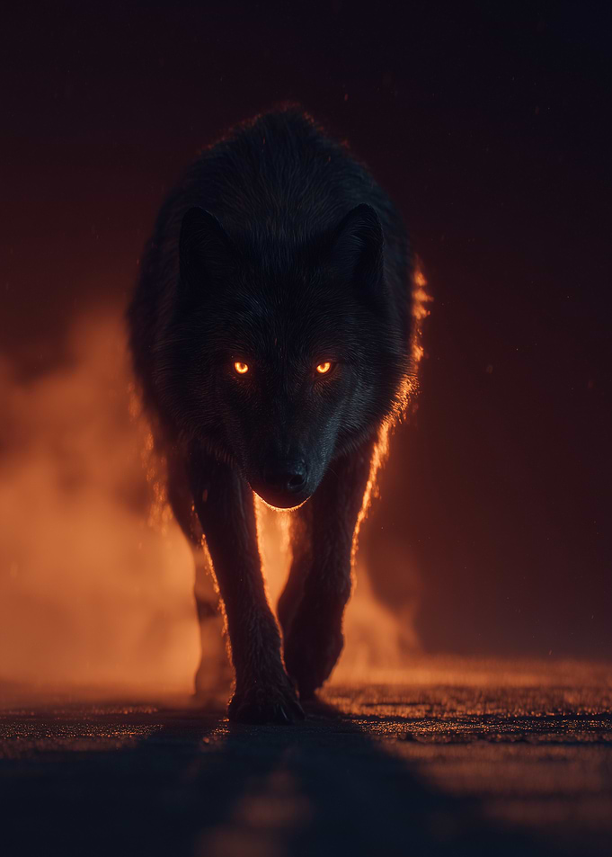 Fiery Wolf Approaching